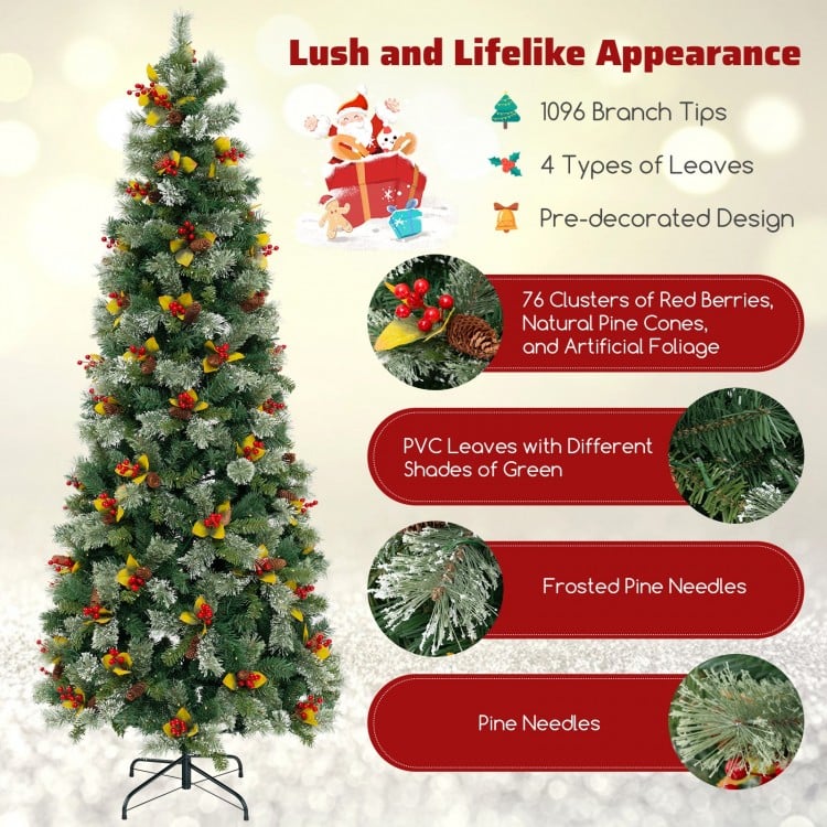 5/7.5/9 FT Pre-Lit Artificial Christmas Tree with 453/1096/1416 PVC and Pine Needles-XL