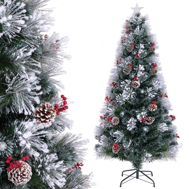 7 FT Flocked Christmas Tree with 8 Lighting Modes