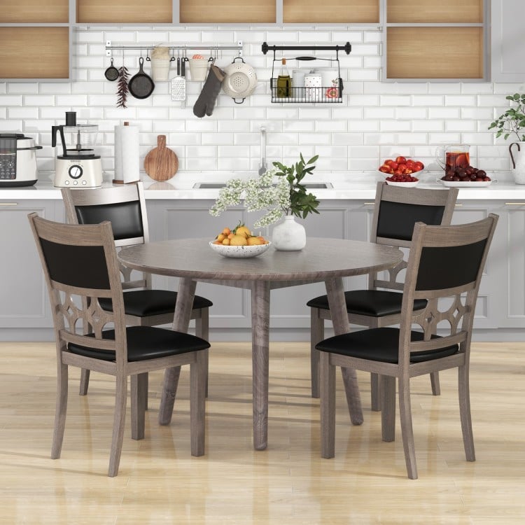 Upholstered Dining Chair Set of 2 with Padded Backrest and Seat-Gray
