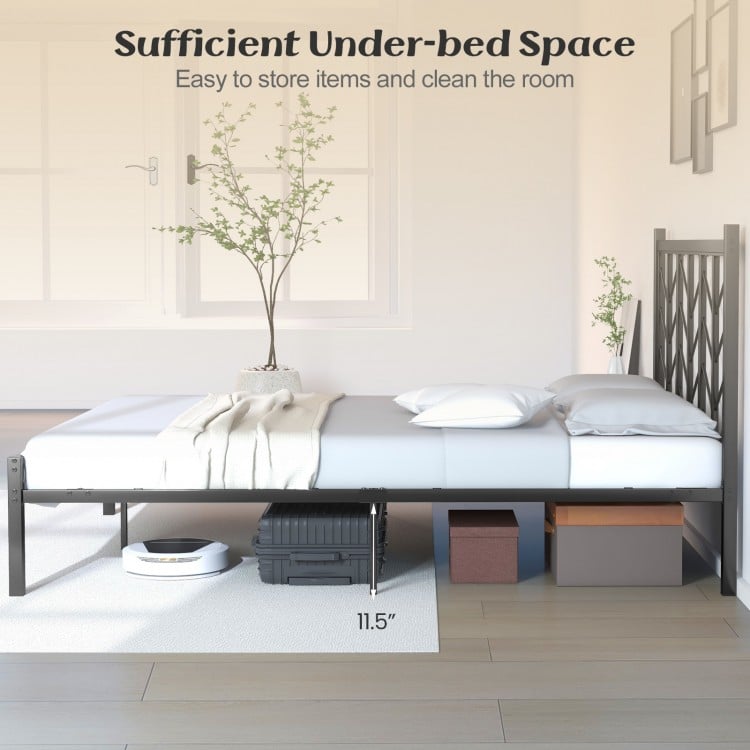 Queen Size Platform Bed with Headboard and Metal Frame-Queen Size