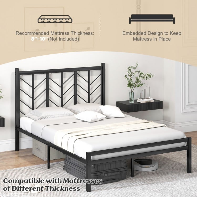 Full Size Platform Bed with Headboard and Metal Frame-Full Size