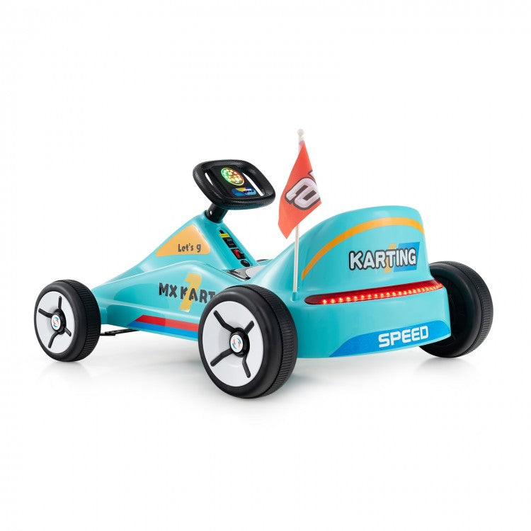 12V Electric Go-Kart for Kids with Remote Control, LED Lights, Music & Safety Belt – 3+