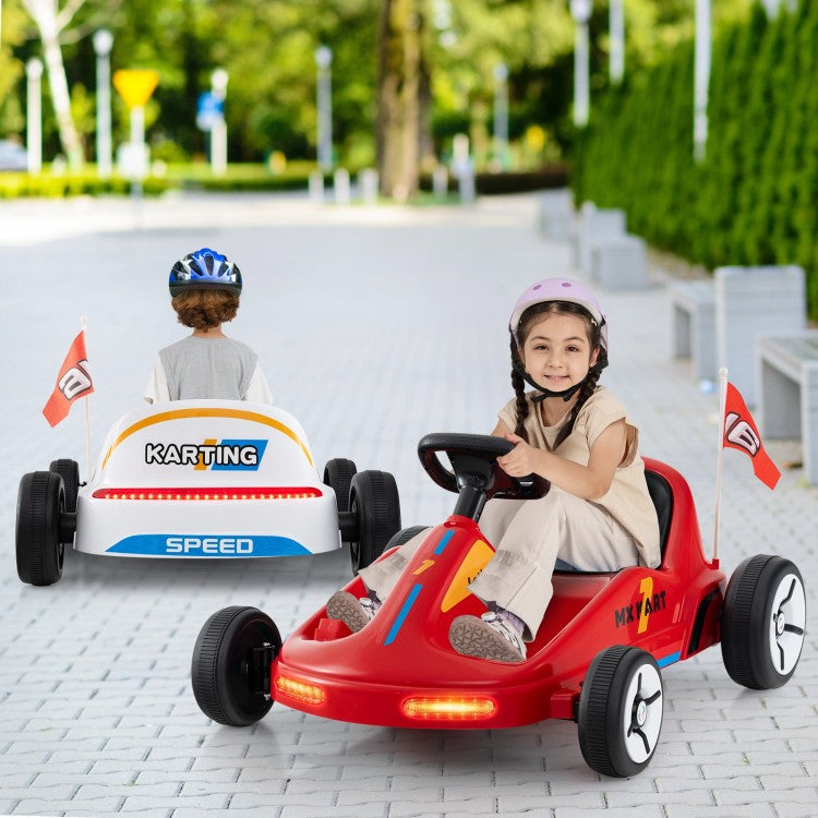 12V Electric Go-Kart for Kids with Remote Control, LED Lights, Music & Safety Belt – 3+