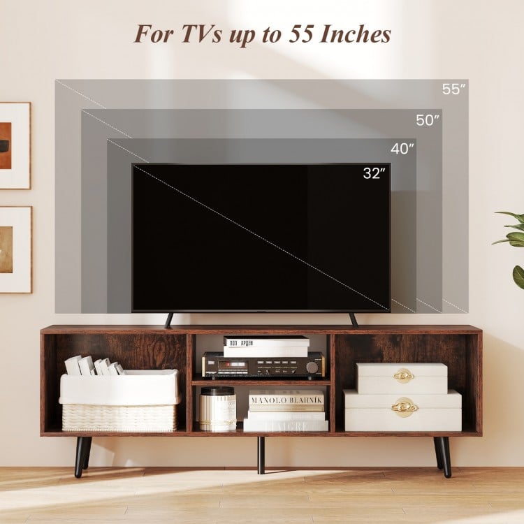 47.5 Inches TV Stand for 55-Inch TV with Compartments and Metal Legs-Rustic Brown