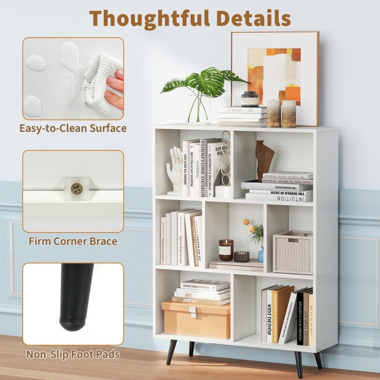 7/8/10-Cube Bookcase with 5 Tapered Metal Legs-10 Cubes