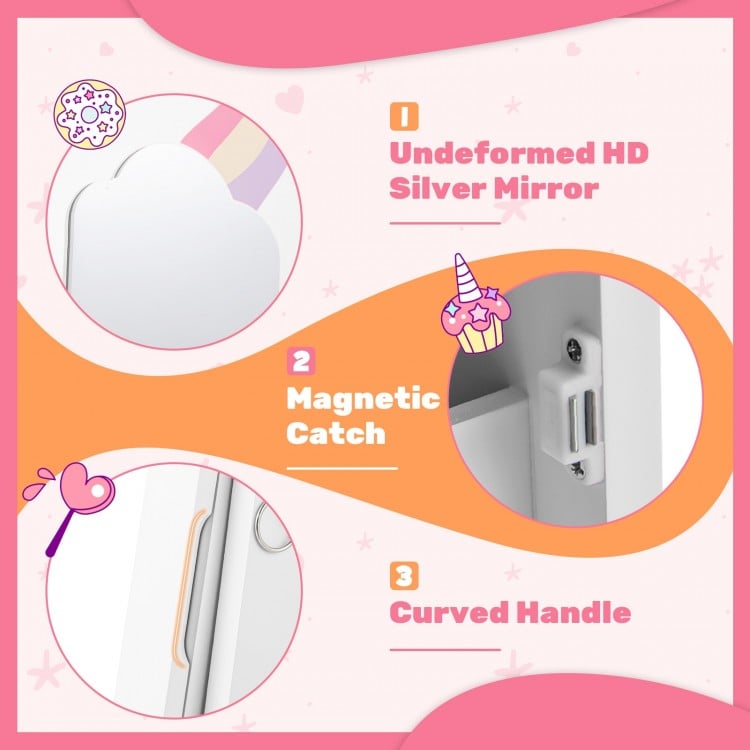 Kids Jewelry Armoire Cabinet with Storage and 2 Tilt Angles-White