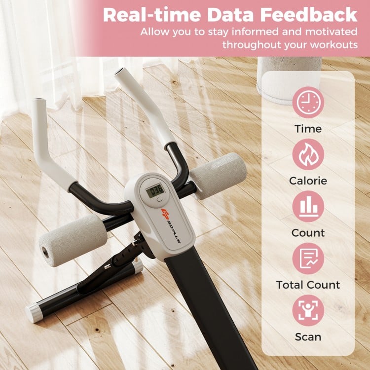 Adjustable Abdominal Trainer Ab Workout Machine Foldable Ab Cruncher-Black