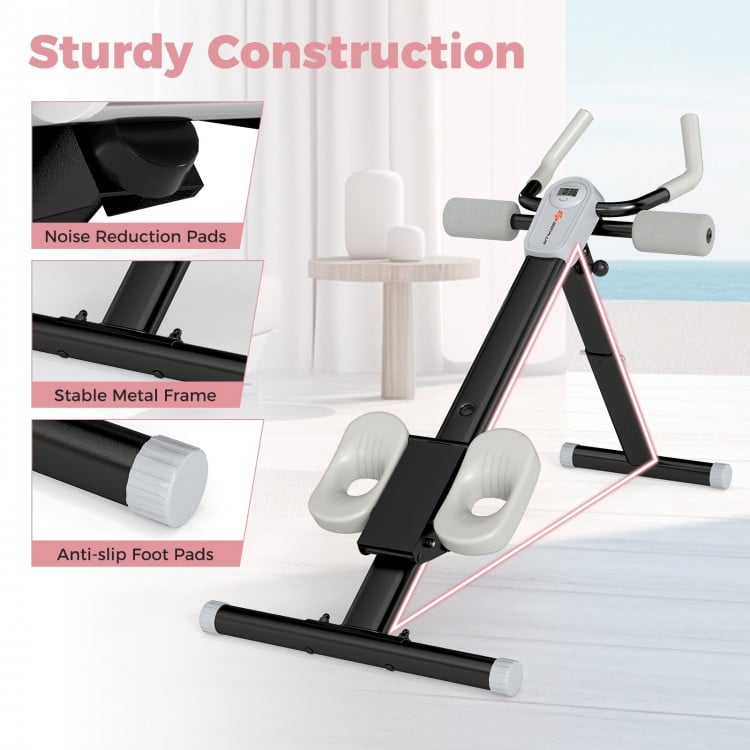 Adjustable Abdominal Trainer Ab Workout Machine Foldable Ab Cruncher-Black
