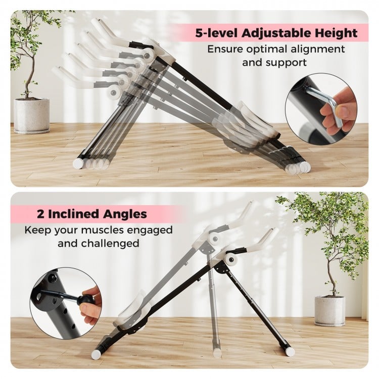 Adjustable Abdominal Trainer Ab Workout Machine Foldable Ab Cruncher-Black