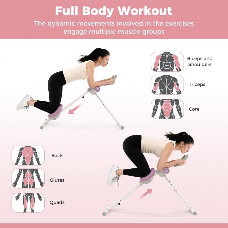 Adjustable Abdominal Trainer Ab Workout Machine Foldable Ab Cruncher-White
