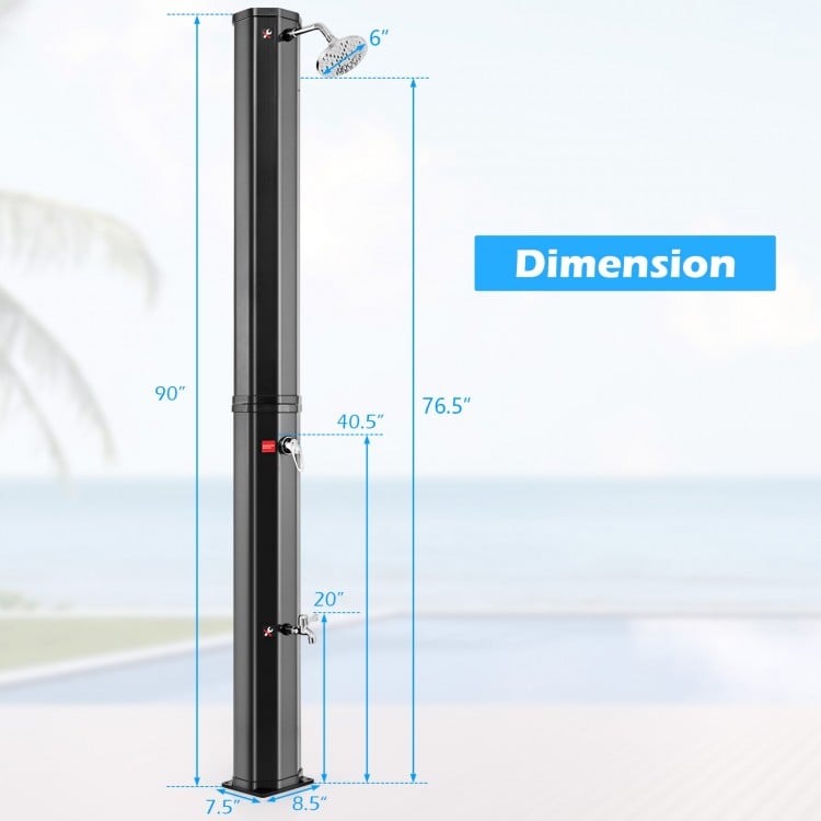 7.5 Feet 15.9 Gallon Solar Heated Outdoor Shower with Shower Head