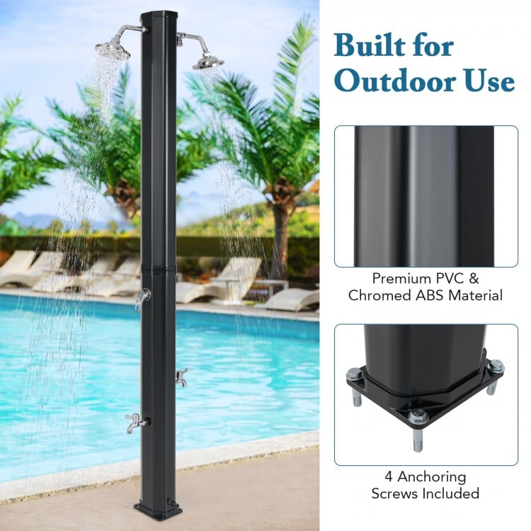9.3 Gallon Solar Heated Outdoor Shower with Dual Shower Heads
