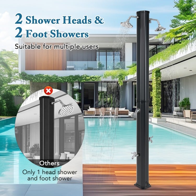 9.3 Gallon Solar Heated Outdoor Shower with Dual Shower Heads
