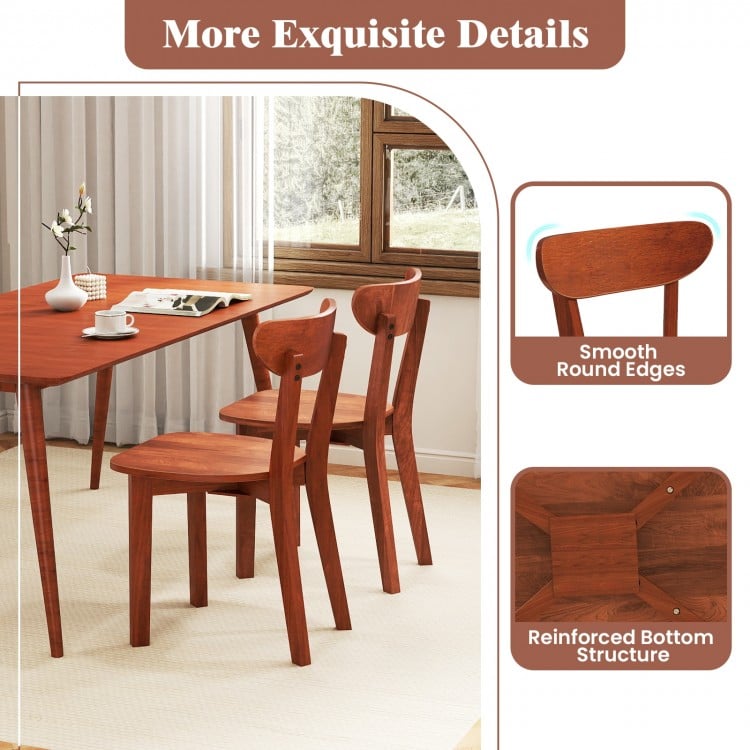 Solid Wood Dining Chair Set of 2 with Curved Backrest and Rubber Wood Frame-Espresso