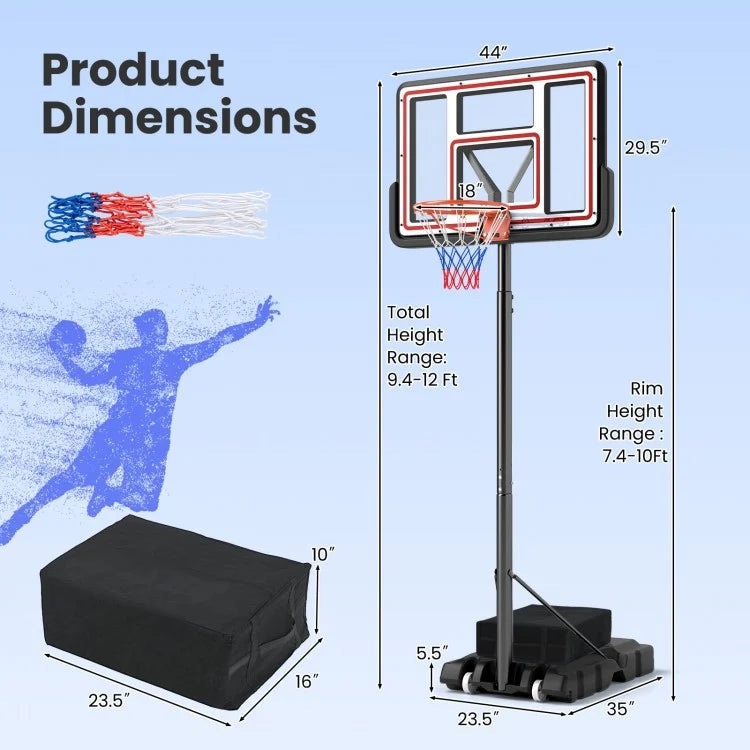 Portable Basketball Hoop Adjustable Goal System (7.4–10 ft)