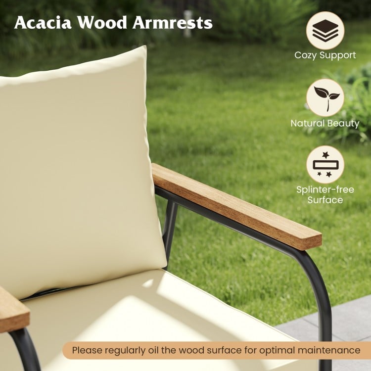 4 Pieces Patio Furniture Set with Tempered Glass Coffee Table