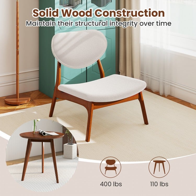Accent Chairs Set of 2 with Side Table and Solid Wood Frame-Beige