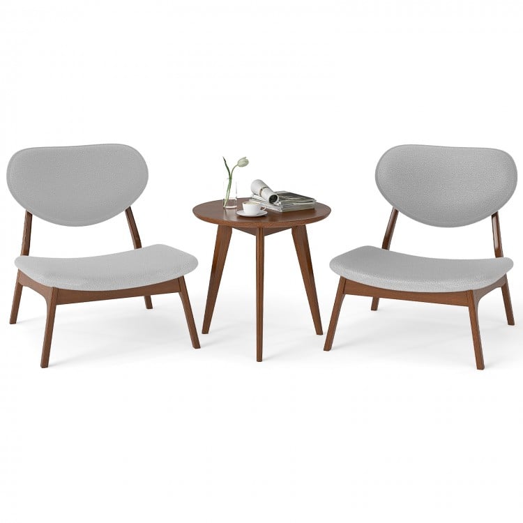 Accent Chairs Set of 2 with Side Table and Solid Wood Frame-Gray