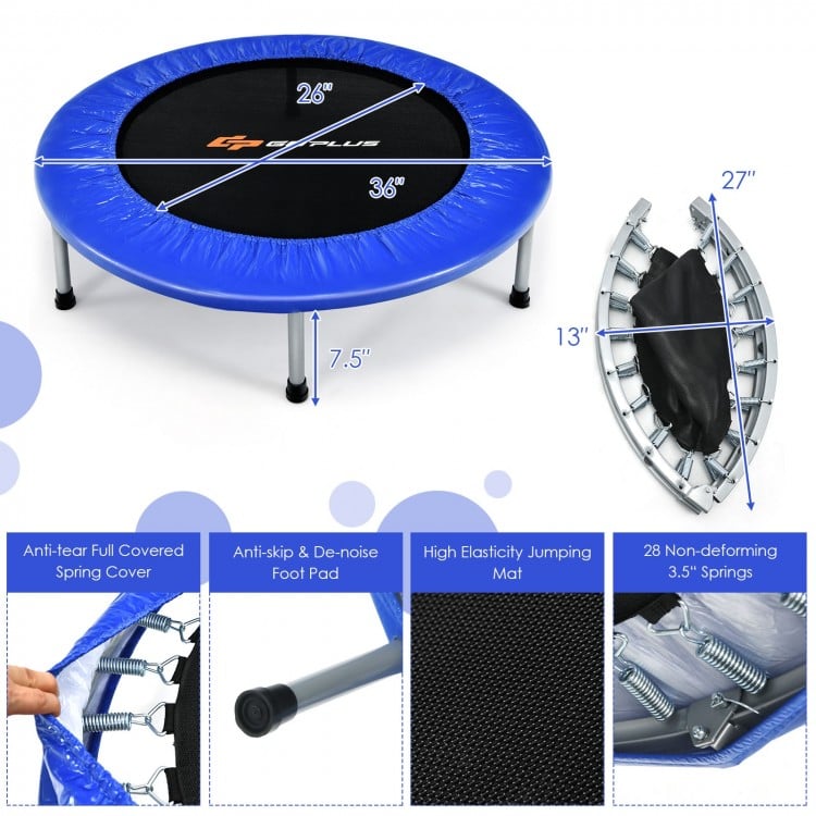 36 Inch Mini Folding Trampoline Portable Recreational Fitness Rebounder