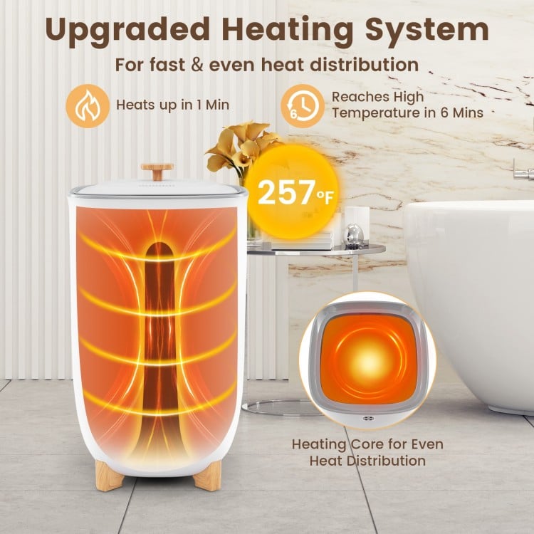 40L Towel Warmer Luxury Hot Towel Bucket with 2 Heating Temperatures-White