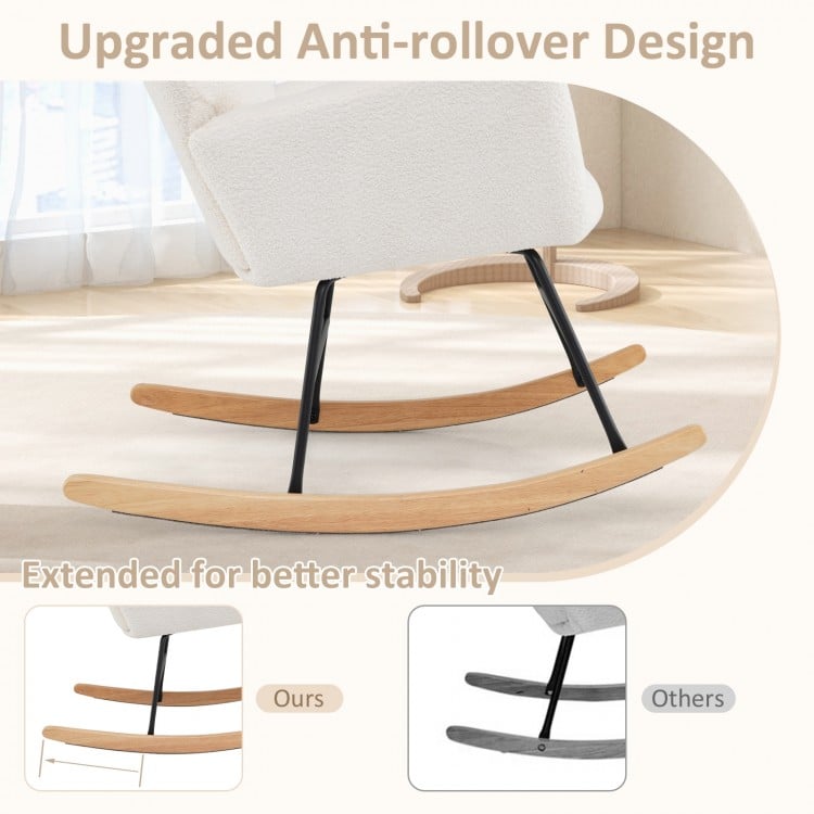 Nursery Rocking Chair with Comfy Backrest and Armrest-Beige