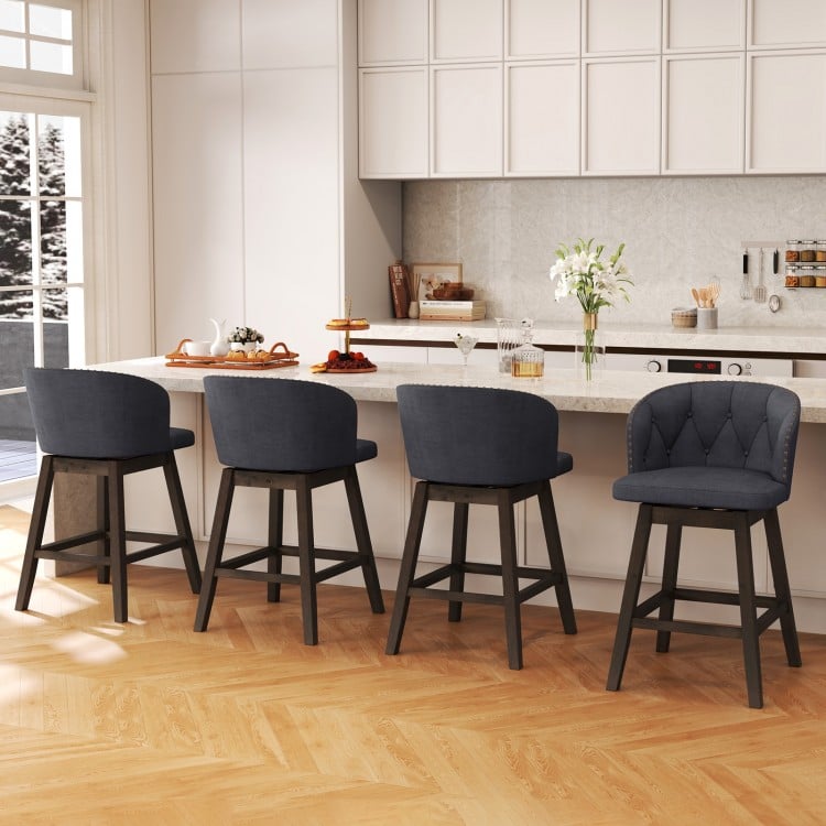 Counter Height Fabric Upholstered Bar Stools Set of 2-Gray