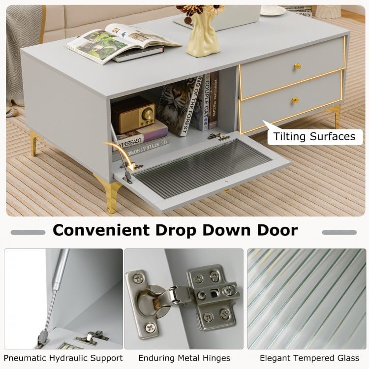 TV Stand with Compartment and Drawers for 55 Inch TV-Gray