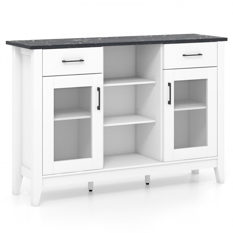 Sideboard Buffet Cabinet with 2 Drawers and 4 Adjustable Shelves-White