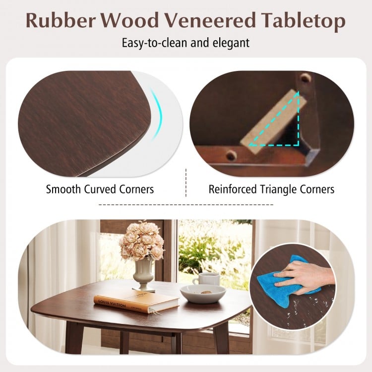 3-Piece Dining Table Set with Wooden Square Kitchen Table and 2 Chairs-Walnut