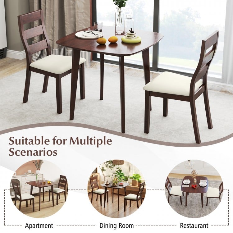 3-Piece Dining Table Set with Wooden Square Kitchen Table and 2 Chairs-Walnut