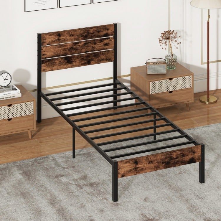 Full/King/Queen/Twin Size Bed Frame with High Headboard and Mute Bar-Full Size