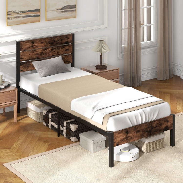 Full/King/Queen/Twin Size Bed Frame with High Headboard and Mute Bar-Full Size