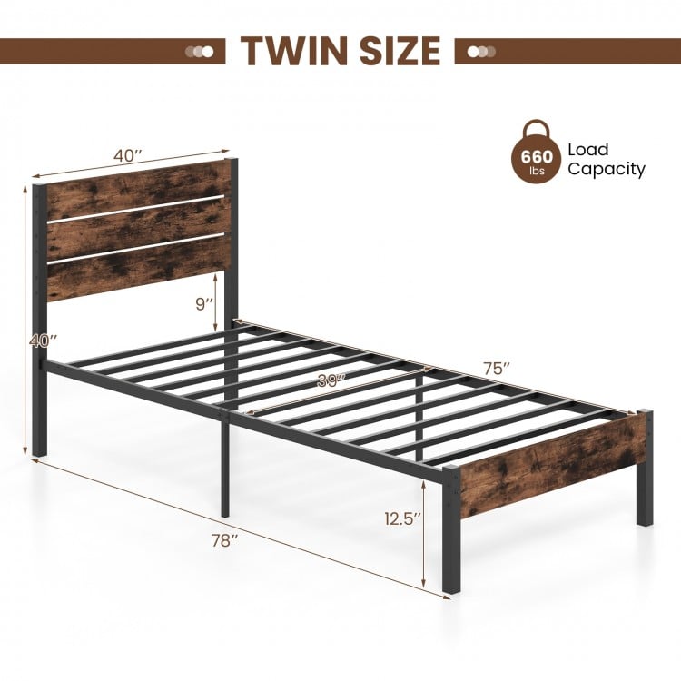 Full/King/Queen/Twin Size Bed Frame with High Headboard and Mute Bar-Full Size