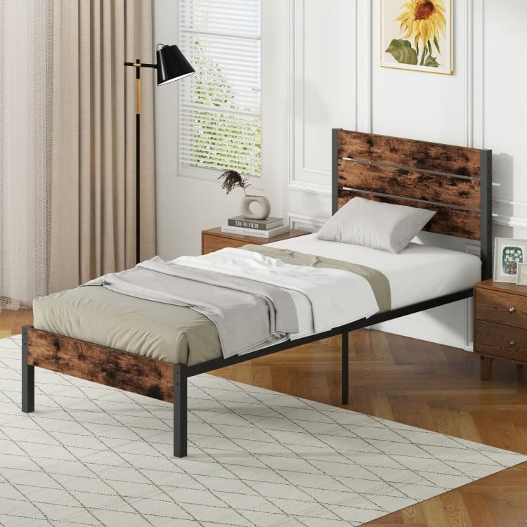 Full/King/Queen/Twin Size Bed Frame with High Headboard and Mute Bar-Full Size