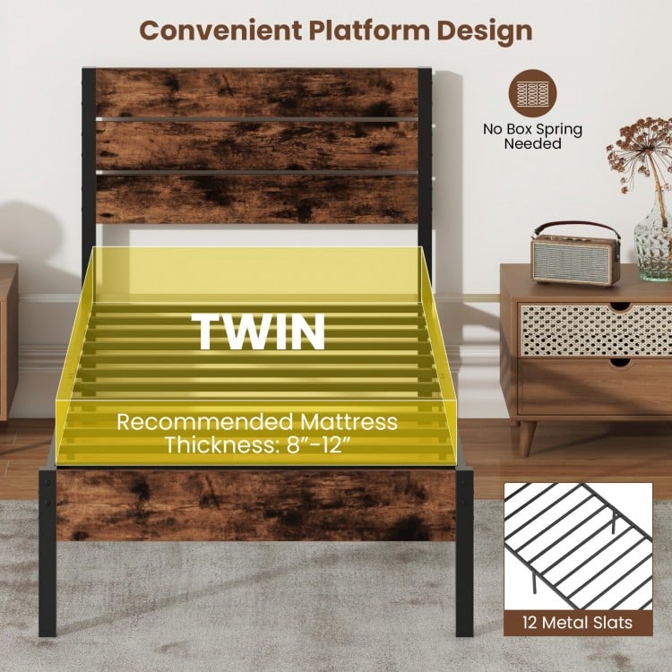 Full/King/Queen/Twin Size Bed Frame with High Headboard and Mute Bar-Full Size