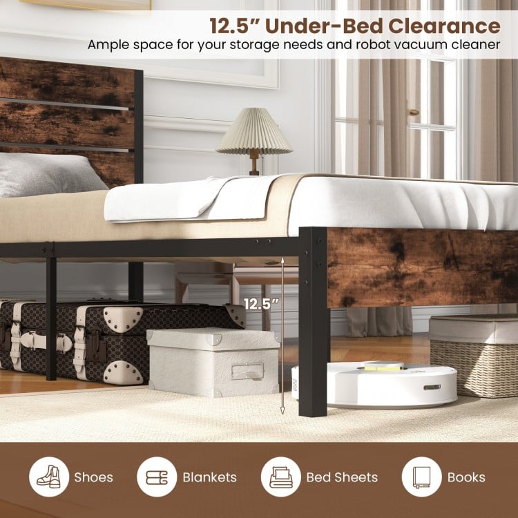 Full/King/Queen/Twin Size Bed Frame with High Headboard and Mute Bar-Full Size