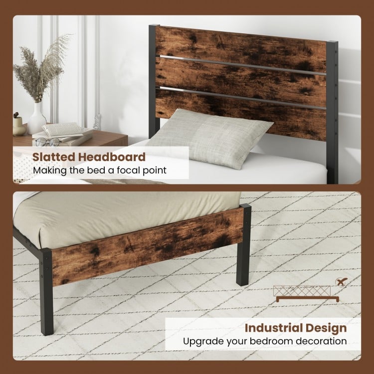 Full/King/Queen/Twin Size Bed Frame with High Headboard and Mute Bar-Full Size