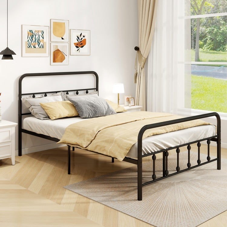 Bed Frame with Headboard and Under Bed Storage Black-Full Size