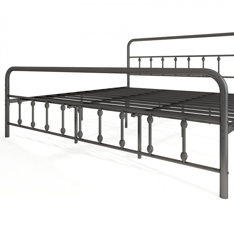Bed Frame with Headboard and Under Bed Storage Black-King Size