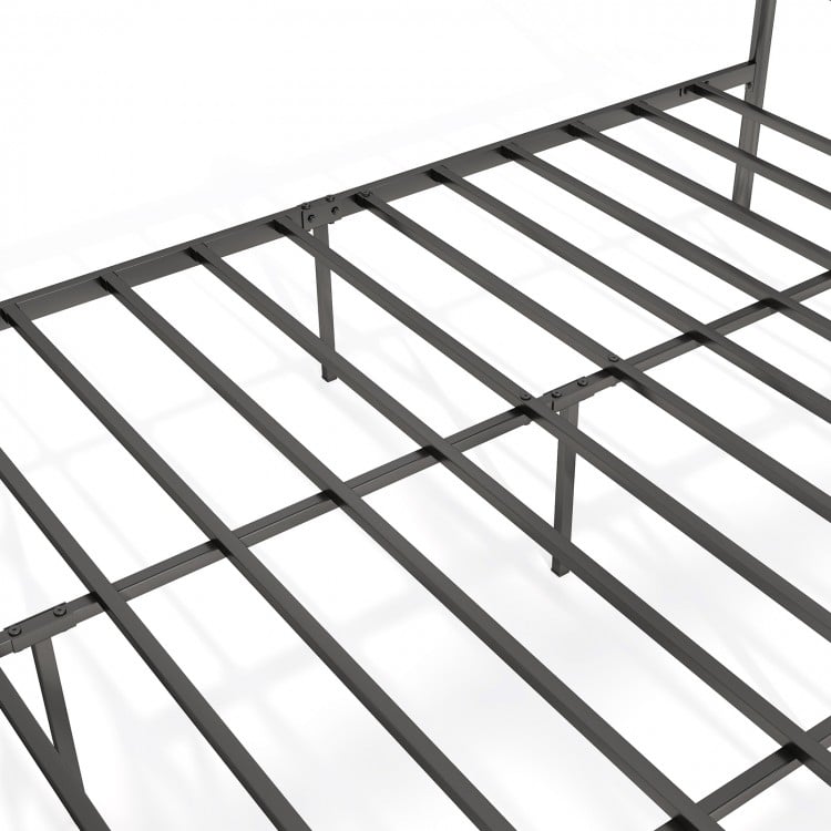 Bed Frame with Headboard and Under Bed Storage Black-King Size