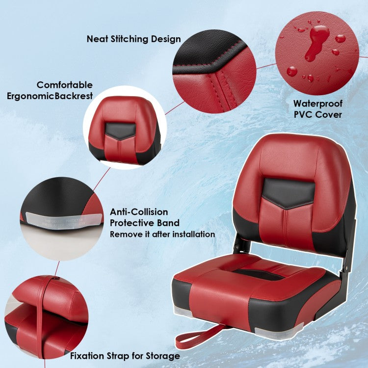 Set of 2 Folding Low Back Fishing Boat Seats