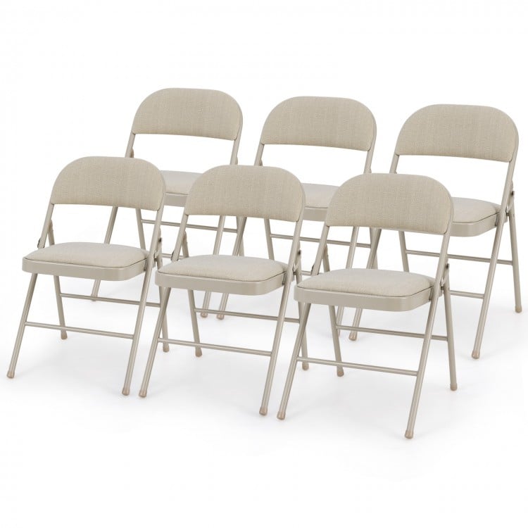Foldable Chair Set of 6 with Padded Seat Seat and Fabric Covered Backrest-Set of 6