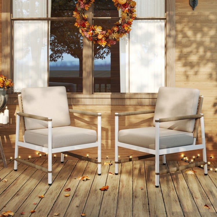 4 Pieces Patio Furniture Set with Thick Cushions and a Coffee Table-Gray