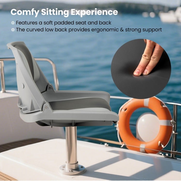 Boat Seat Folding Low Back Boat Chair with Marine-Grade PVC