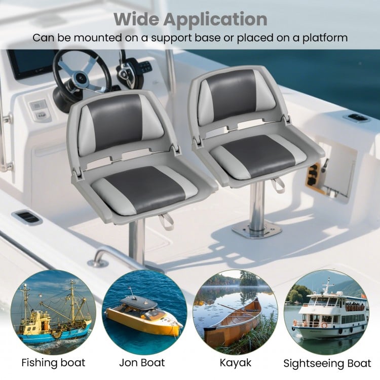 Boat Seat Folding Low Back Boat Chair with Marine-Grade PVC