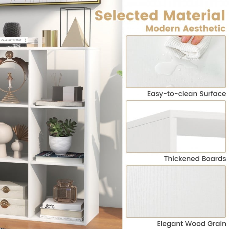 9 Cube Bookshelf with Back Guardrail for Living Room Bedroom-White