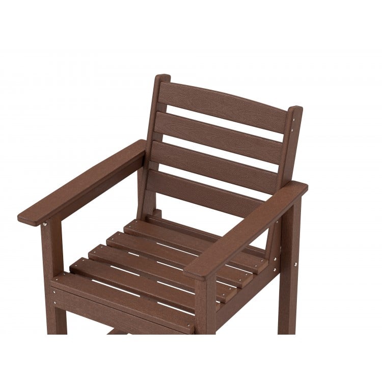 Patio HDPE Adirondack Bar Chairs Set of 2 with Wide Armrests-Brown