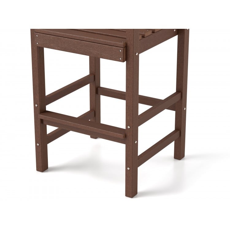Patio HDPE Adirondack Bar Chairs Set of 2 with Wide Armrests-Brown