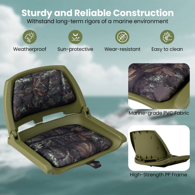 Boat Seat Folding Low Back Boat Chair with Marine-Grade PVC