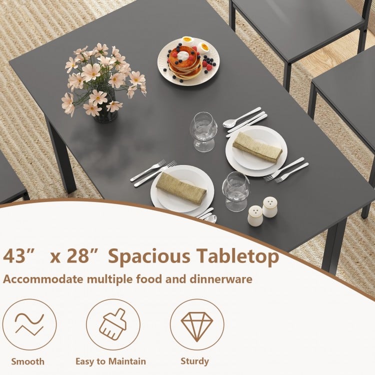 5 Piece Dining Table Set Industrial Style Kitchen Table and Chairs for 4-Grey